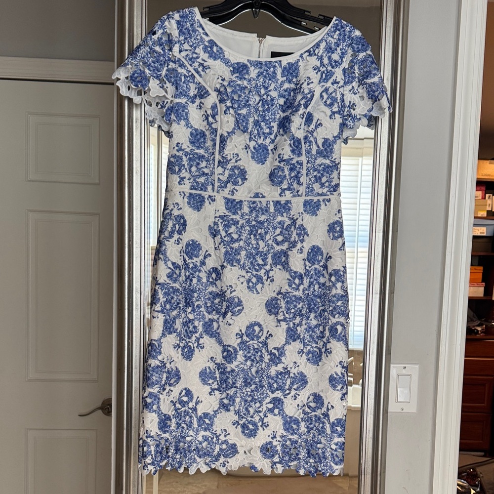 Chic Blue and White Floral Mini Dress